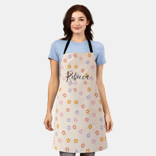 Tablier Motif floral de marguerite coloré avec nom personn