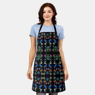 Tablier Motif floral ojibwe noir