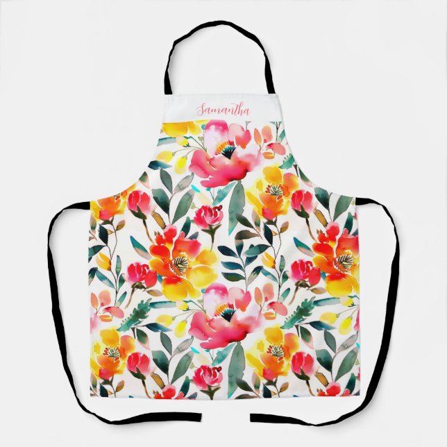 Tablier Motif floral rose (Recto)