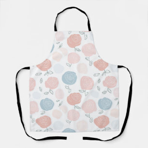 Tablier Motif floral rose blanc pastel minimaliste