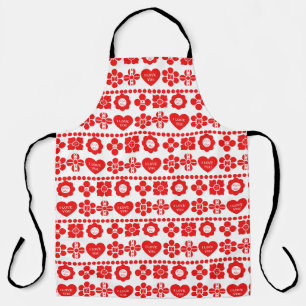 Tablier Motif floral rouge et cœur pour la Saint-Valentin