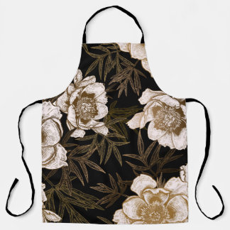 Tablier Motif floral sans soudure. Jardin fleurs pivoines