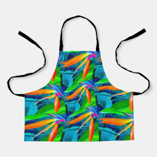 Tablier Motif floral vert et orange