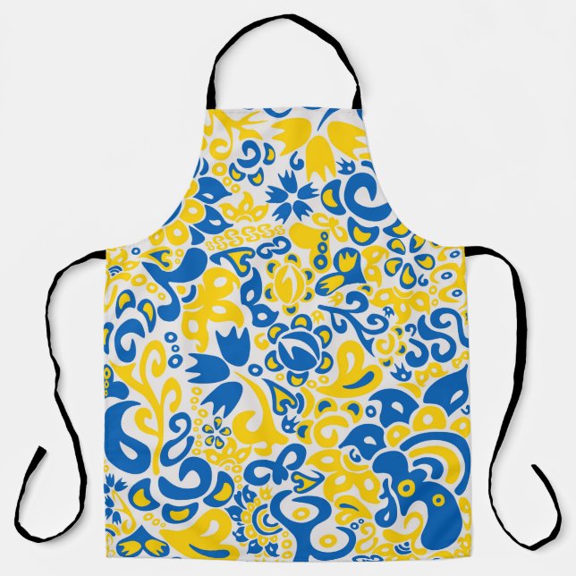 Tablier Motif folklorique aux couleurs du drapeau ukrainie (Recto)