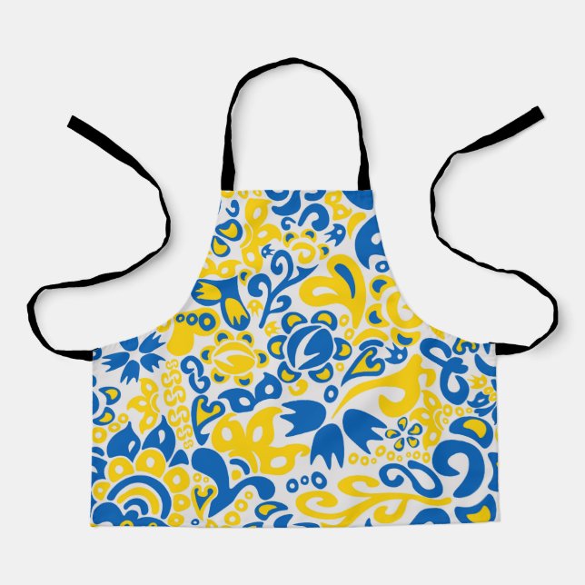 Tablier Motif folklorique aux couleurs du drapeau ukrainie (Recto)