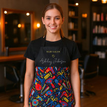 Motif folklorique de salon de coiffure — noir, rou