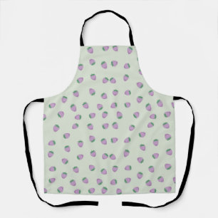 Tablier Motif Fraise Violette sur Fond Vert
