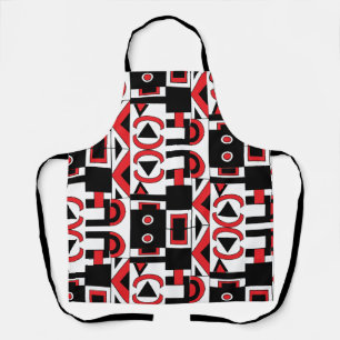 Tablier Motif géométrique abstrait noir rouge blanc