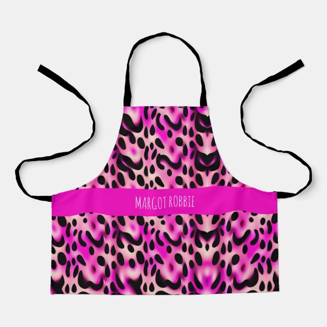 Tablier Motif géométrique Leopard rose 3D (Recto)