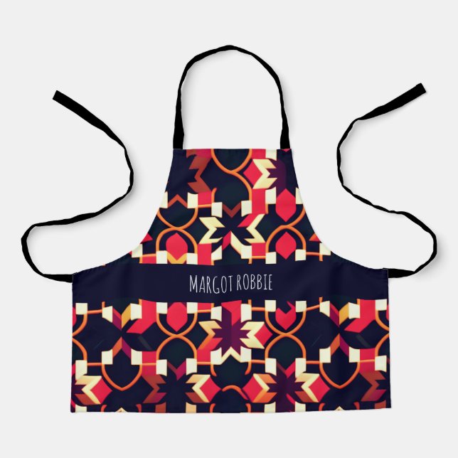 Tablier Motif géométrique moderne twitch rouge noir (Recto)