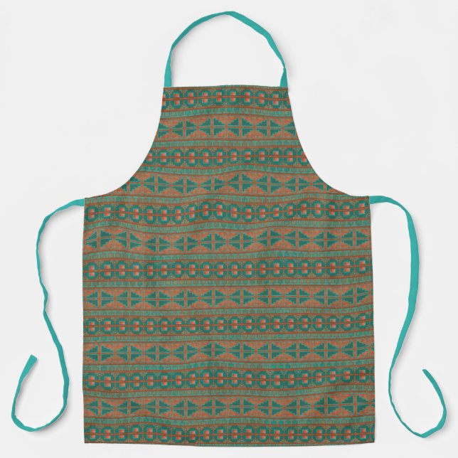 Tablier Motif géométrique Turquoise en cuivre du sud-ouest (Recto)
