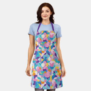 Tablier Motif géométrique violet et rose