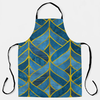 Tablier Motif Gold Blue Grunge