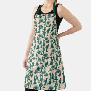 Tablier Motif Green & Red Cactus