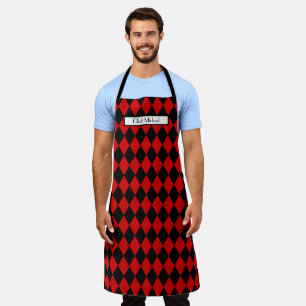 Tablier Motif Harlequin DIY Couleurs Noir Rouge SV