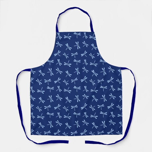 Tablier Motif japonais de libellules, Navy et Sky Blue (Recto)