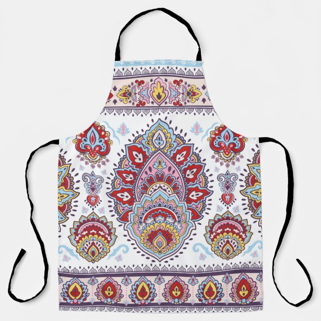 Tablier Motif médaillon de paisley floral indien. Ethnique (Recto)