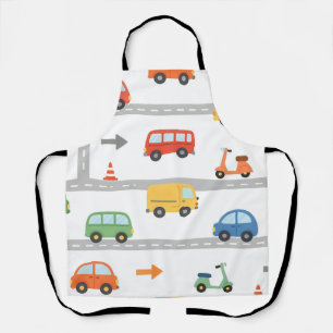 Tablier Motif Mignon de Véhicules Routiers pour Enfants
