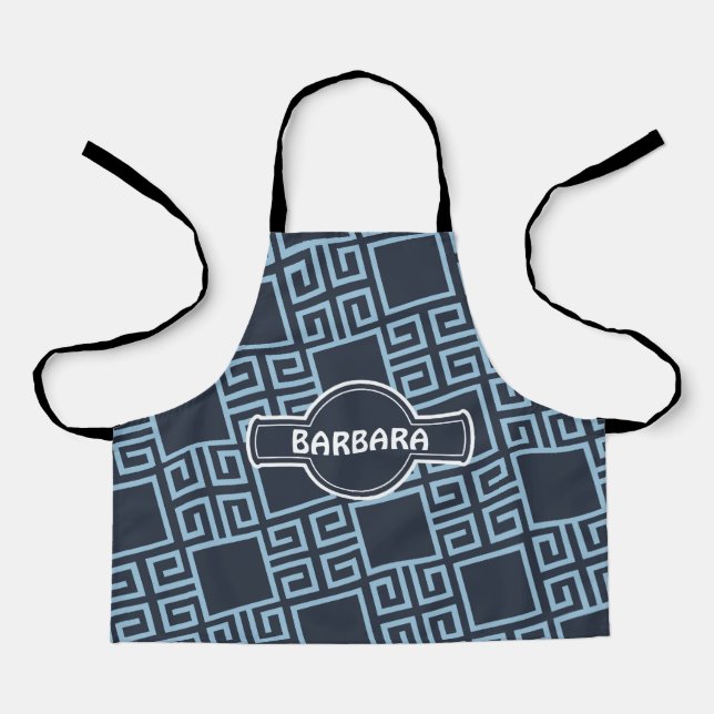 Tablier Motif minimal bleu tribal (Recto)