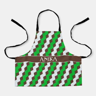 Tablier Motif minimal Brown Chevron Green