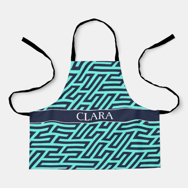 Tablier Motif minimal de la marine géométrique noir (Recto)