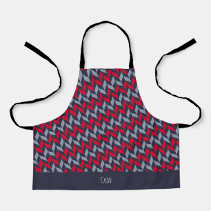 Tablier Motif minimal gris rouge squelette