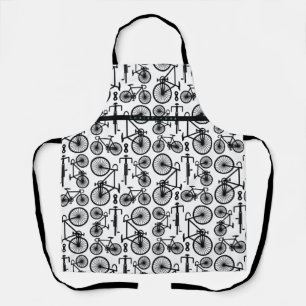 Tablier Motif moderne à vélo noir et blanc