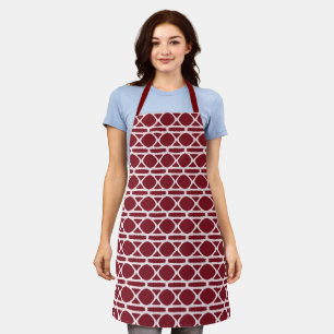 Tablier Motif moderne géométrique blanc rouge