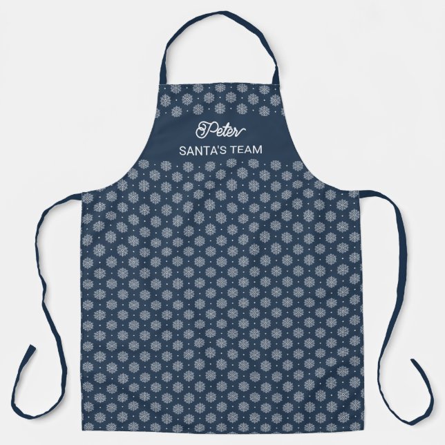 Tablier Motif moderne Snowflake Midnight Blue Christmas (Recto)