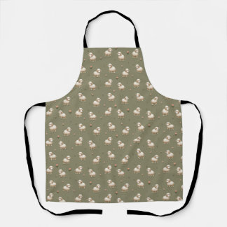 Tablier Motif mouton : agneaux mignons, floral, herbe sur 