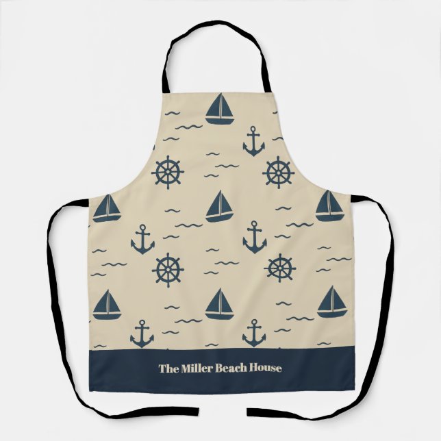 Tablier Motif nautique avec Ancre Voilier Compass (Recto)