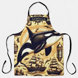 Tablier Motif Nautique Orca vintage