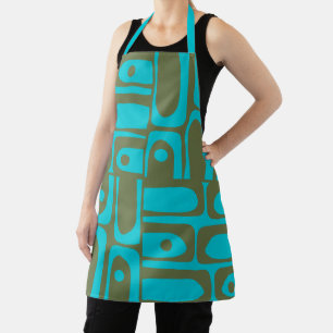 Tablier Motif Olive Turquoise moderne du milieu du siècle