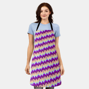 Tablier Motif ondulé rétro funky violet et jaune