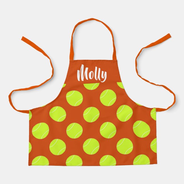 Tablier Motif orange de balle de tennis vert (Recto)