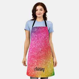 Tablier Motif Pailleté Étincelant Rose Jaune Élégant