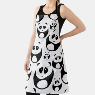 Tablier Motif Panda noir et blanc Kawaii