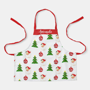 Tablier Motif Père Noël et sapin de Noël vintage