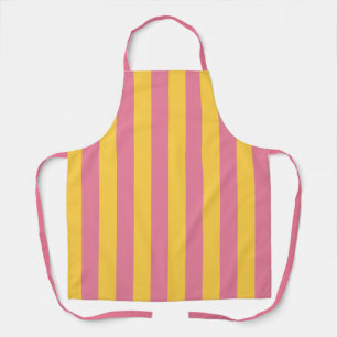 Tablier Motif rayé vertical rose et jaune vibrant