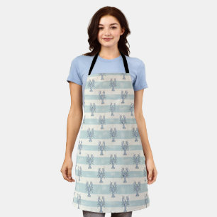 Tablier Motif rayures nautiques au homard bleu côtier