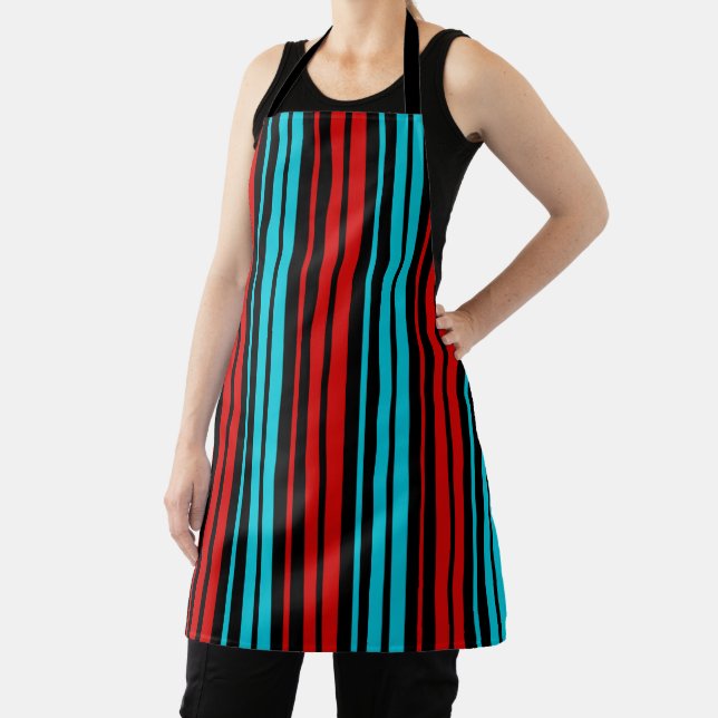 Tablier Motif rayures rouges bleues noires   (Insitu)
