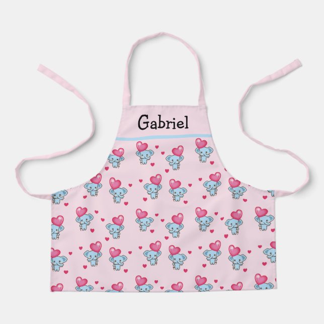 Tablier Motif rose éléphant mignon (Recto)