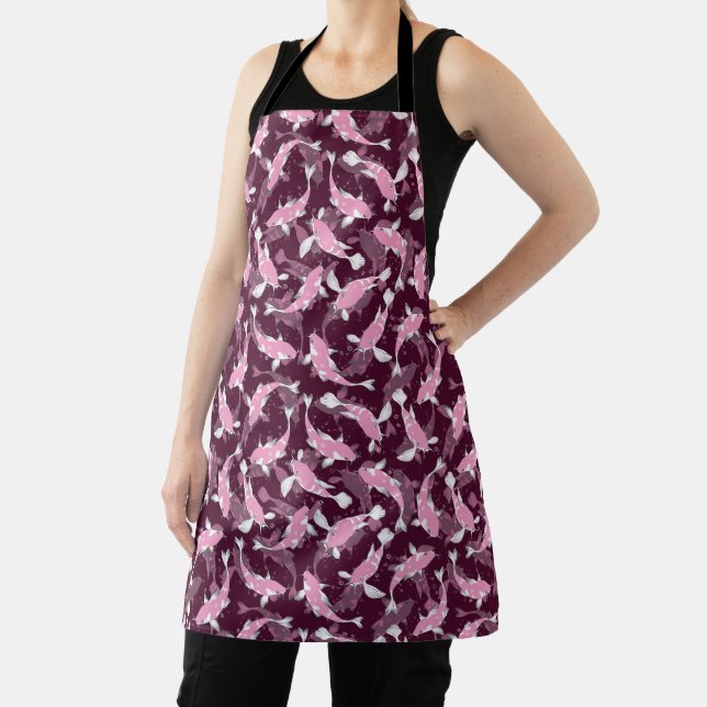 Tablier Motif rose et violet - Koi Fish (Insitu)