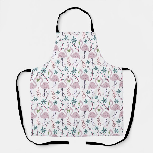 Tablier Motif rose flamingo sans couture sur arrière - pla (Recto)