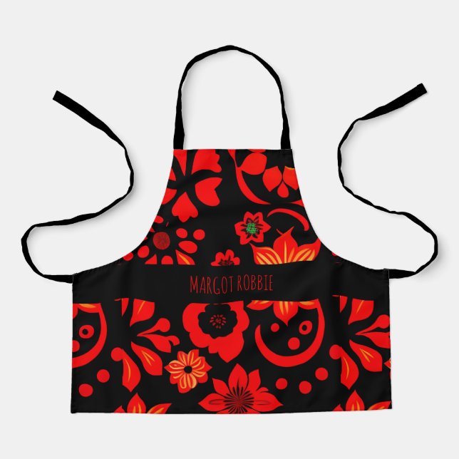 Tablier Motif rouge batik indonésien Abstrait (Recto)