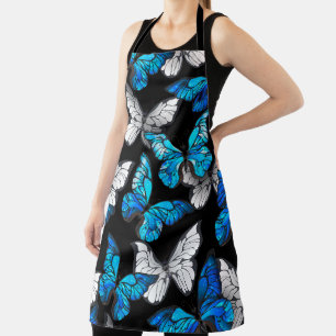 Tablier Motif sans couleur foncée avec papillons bleus Mor