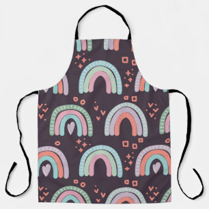 Tablier  motif sans couture avec arc-en-ciel et clip goutt