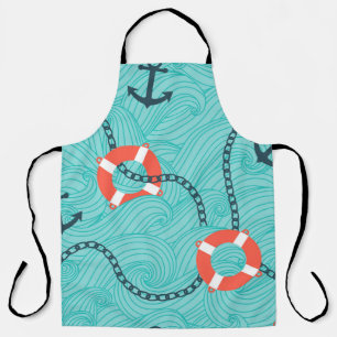 Tablier Motif sans couture avec attributs nautiques. Freeh