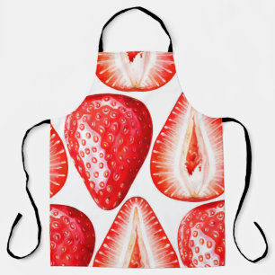 Tablier Motif sans couture avec fraises mûres sur b blanc