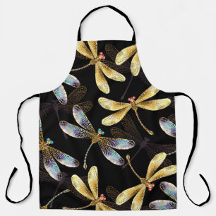 Tablier Motif sans couture avec libellules d'or